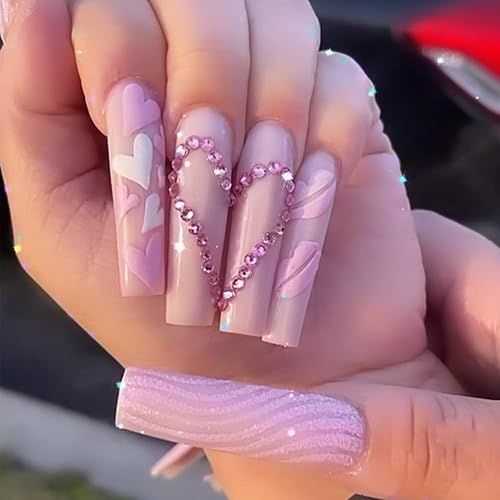 Uñas postizas largas a presión, uñas postizas cuadradas de punta francesa blanca con diseños 3D, dijes de mariposa y diamantes de imitación, uñas Uñas postizas largas a presión, uñas postizas cuadradas de punta francesa blanca con diseños 3D, dijes de mariposa y diamantes de imitación, uñas