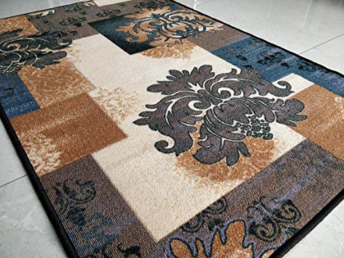 BuyElegant® - Alfombra de área antideslizante, 100% poliéster y látex, parte trasera ecológica, lavable., poliéster, Decoración gris, 120 cms x 80 cms