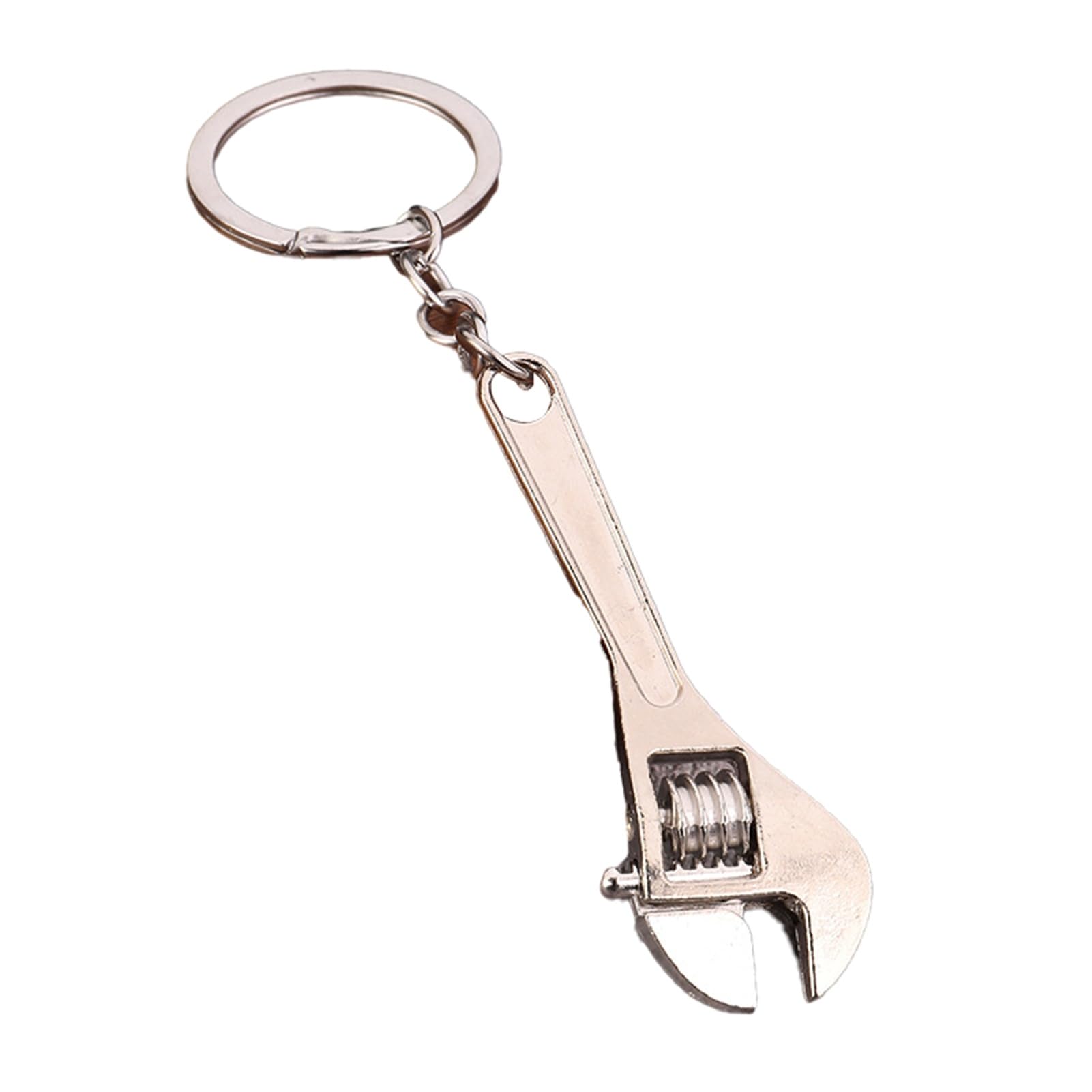Zhzeyun White Mini Wrench Keychain, Zinc Alloy Novelty Key Ring, Stylish Bag Charm For Car Keys Backpack Purse, Fun Gift For Handyman Mechanics