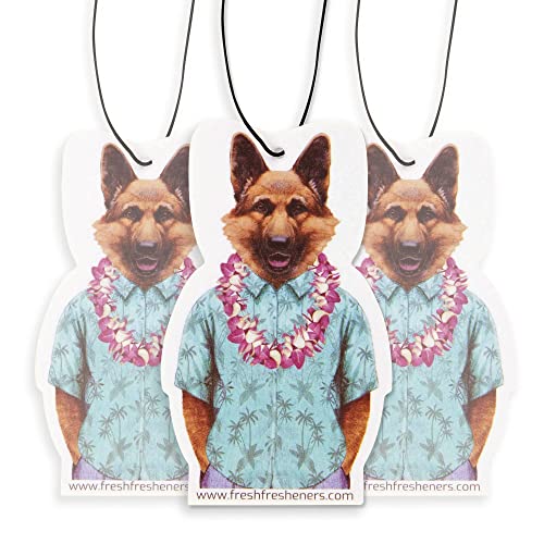 Image of Dog Car Air Freshener 4 Pack German Shepherd Scented With Premium Oils By Fresh Fresheners (4 Pack)