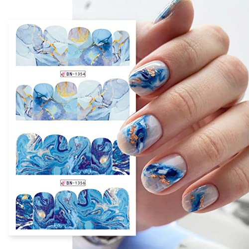 12 Sheets Nail Art Stickers Decals Marble Pattern Designs Nail Decals Gold Foil Line Water Transfer Acrylic Nail Decorations Diy Full Cover Manicure Accessories #TOP2
