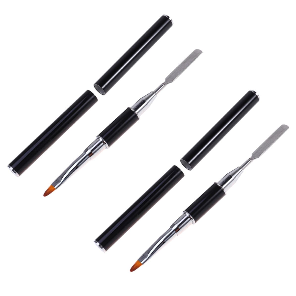 NUOBESTY Dual-ended Poly Nail Gel Brush Picker Pen for DIY Manicure Portable Nail Polish Carving Tool 2 Pen Caps Black Pp and Metal