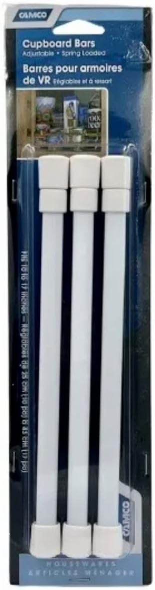 Cupboard Bars White 2 Pack Adjustable Spring Loaded Refrigerator Cabinet Rods