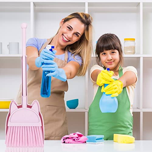 Image of Happyyami Mini Broom with Dustpan Housekeeping Helper Set Kids Cleaning Dustpan Plastic Little Dustpan Broom for Household Sweeping Parts Accessories Pink