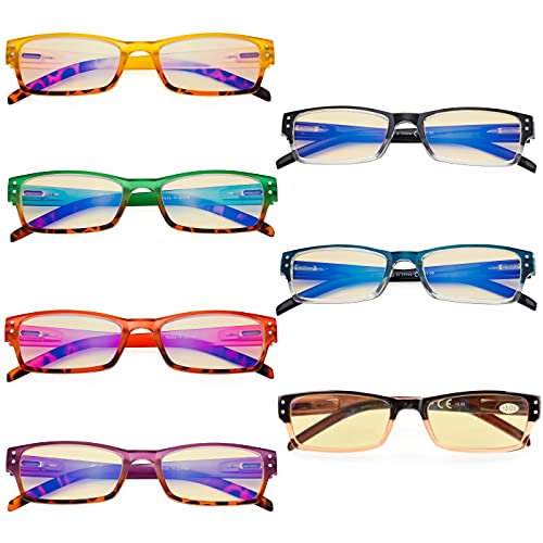 Image of Eyekepper 7-pack Blue Light Filter Glasses Women - Fashion Computer Eyeglasses Yellow Tinted +2.5