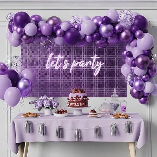 Image of Dark Purple Balloons 55pcs Pastel Light Purple Balloons 12inch for Purple Birthday Wedding Baby Shower Party Decorations