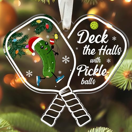 HUNIGIFT Pickleball Gifts - Pickleball Ornament - Pickleballs Ornaments for Christmas Tree - Funny Pickle Ball Sports Gifts for Women, Men, Mom, Dad, Lovers, Players - Acrylic Christmas Ornament 2025