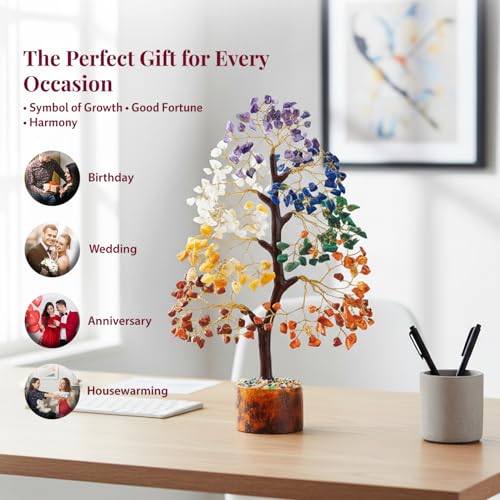Image of ZAICUS Seven Chakra Crystal Tree of Life Stone Fortune Feng Shui