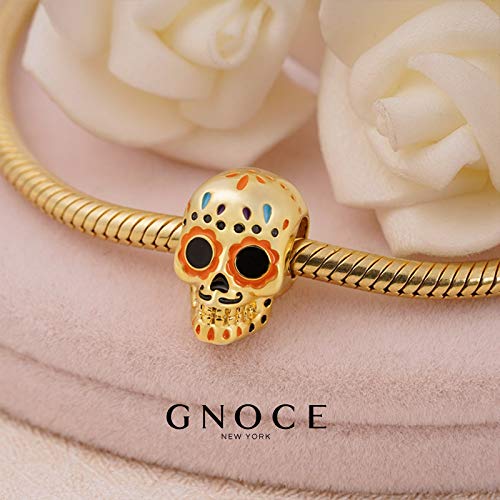 Image of GNOCE Skull Pendant Charm Silver Dangle Charms Bead fit Bracelet /Necklace Jewelry Gift for Women Men