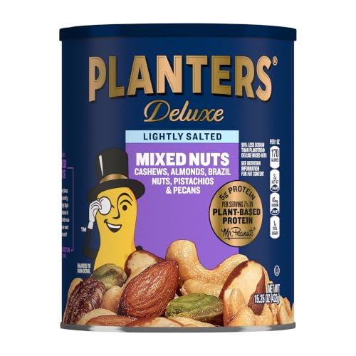 PLANTERS Deluxe Lightly Salted Mixed Nuts, Plant Based Protein, 1...