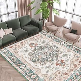 Vamcheer Vintage Area Rugs for Living Room - Traditional Small Door Mat 60x90cm Soft Short Pile Area Rugs for Doorway Entryway Washable Carpet for Bedroom Non Slip Non Shedding, Ivory