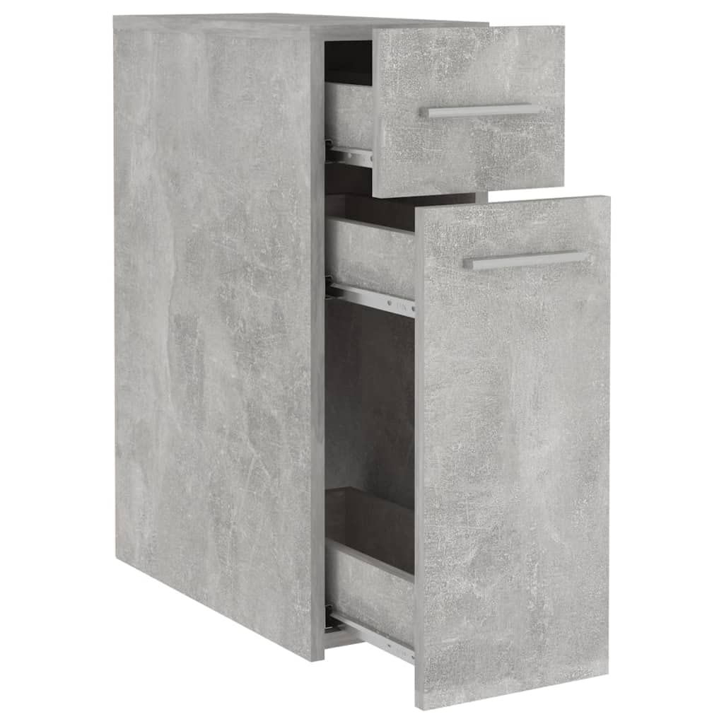 Armario farmacéutico gris hormigón de madera 20 x 45,5 x 60 cm con puerta y compartimento para orden, oficina, cocina, pasillo, espacio de almacenamiento y estante claro