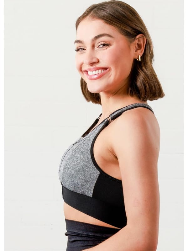 Image of Women Polyester Spandex High Impact Front Zip Sports Bra Fitness Criss Cross Back Crop Tops for Gym, Yoga & Workout - Size: M-4XL