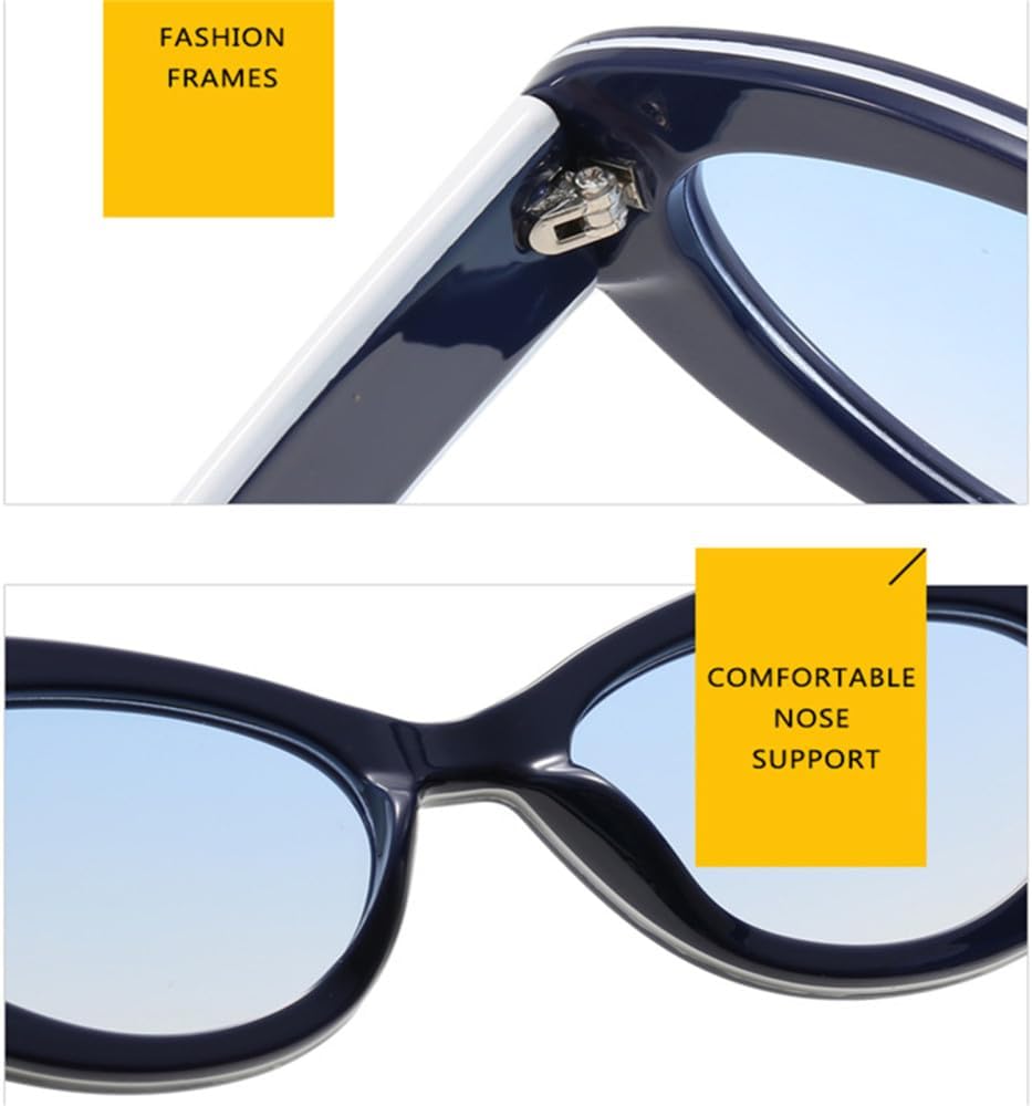 Women Oval Sunglasses Cat Eye Decoration Men Gradient Shades UV400 Sun Glasses