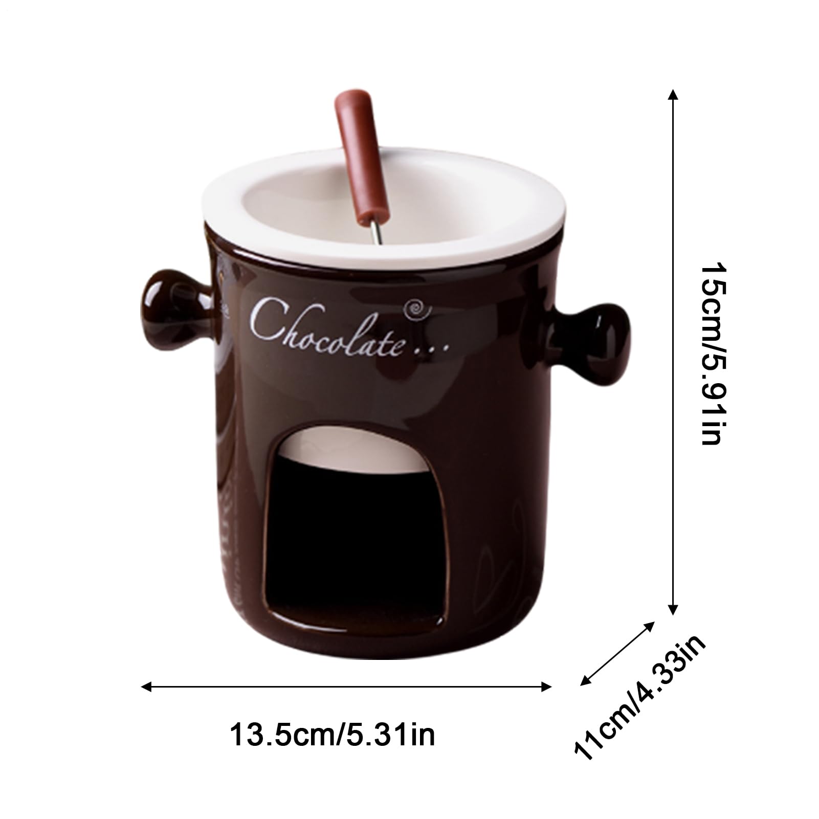 Fondue-Tasse aus Keramik, tragbarer Schokoladenwärmer, glasiertes Mini-Serviergefäß, elegantes Dessert-Dip-Accessoire, Mahlzeiten im Freien, lässige Anlässe, kreative Geschenkwahl, verbessert leckere