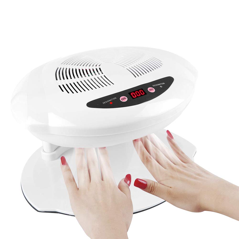 Nail Dryer, Intelligent Sensor Hot & Cold Air Nail Polish Drying Fan Manicure Tool, 110V (White)