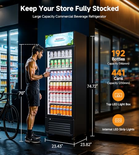 Image of BODEGACOOLER 13.03 Cu.Ft Commercial Beverage Refrigerator,Glass Door Cooler