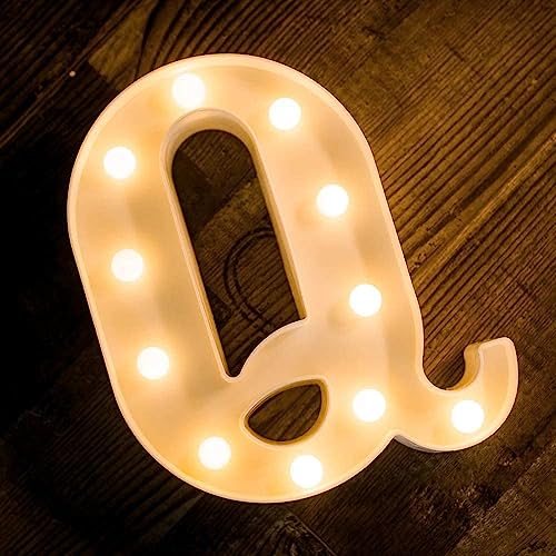 Image of Marquee Q Alphabet Shaped LED Light Lamp for Decoration Decore Walls Hanging Birthday Party Wedding (Q)