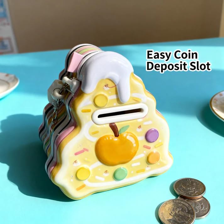 Image of Sajani Cute Cartoon Creative Portable Piggy Bank, Money Saving Box with Combination Lock, Mini Coin Bank Gifts for Boys and Girls, Best Return Gifts for Kids (Pack of 1) (Cake - Pink)