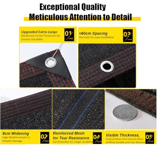 Maille HDPE avec œillets antirouille et ourlet large de 7,6 cm - 8