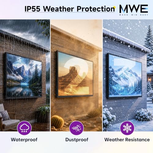 Image of MWE 55 Inch Outdoor TV, 4K UHD, 2000 Nits, IP55, webOS Smart TV | Light-sensing Adjustment, Voice Control, App Control, Screen Mirroring