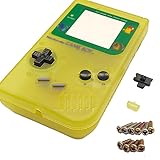 Menbiss ゲームボーイ用交換カバーセット DIY ゲームボーイ シェル 着せ替えケース 修理部品キット 鏡面／ボタン／導電ゴム／ネジ／防塵カバー/バッテリーカバー付 (蓄光イエロー)