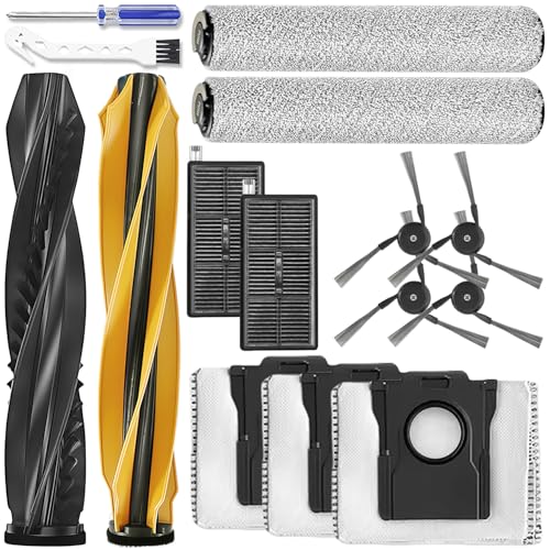 Aqua10 Ultra Ersatz-Zubehör-Set, kompatibel mit Dreame Aqua10 Ultra Roller Roboter-Staubsaugerteilen, 1 Hauptbürste, 2 Rollen-Wischtuch, 2 HEPA-Filter, 4 Seitenbürsten, 3 Staubbeutel