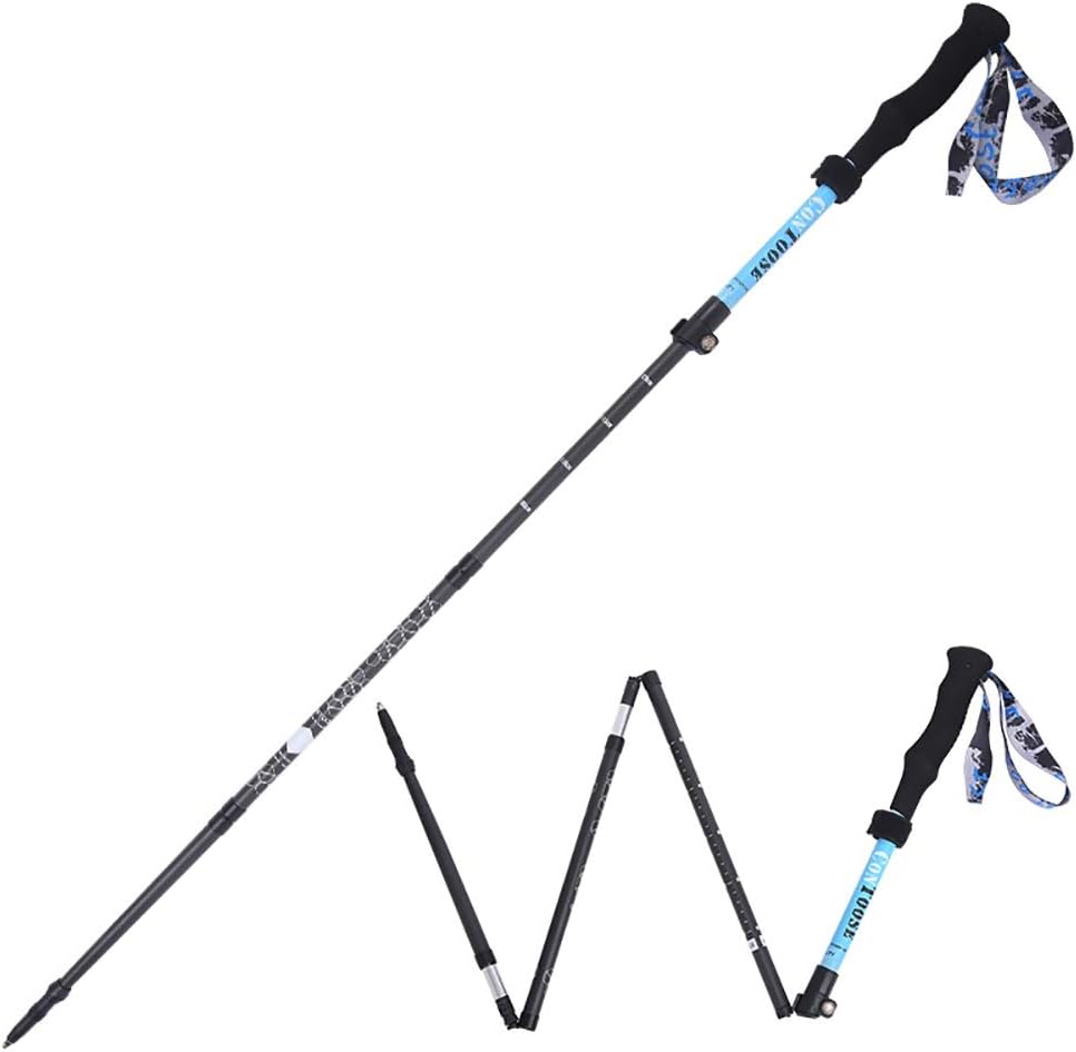 Trekking Poles Collapsible Lightweight Carbon Alloy Wear-Resistant Corrosion-Resistant Carbon Tip Suitable for Men's Women's Mountaineering Equipment 1PCS Accessories&Carry Bags