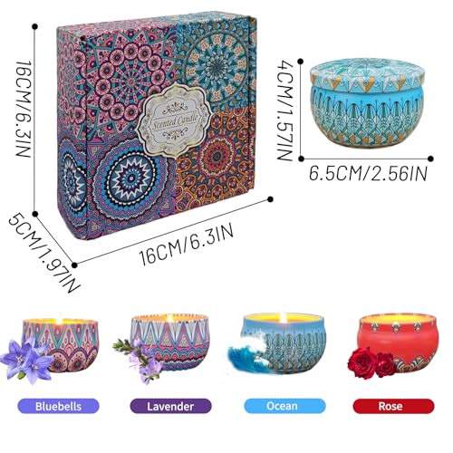 Candle,Scented Candles Gift for Women, Aromatherapy Candles Gift Set,Portable Travel Tin Candle,4 Pack Soy Wax Candles for Mother's Day, Christmas, Birthday, Valentine's Day, Bath, Yoga - Image 5