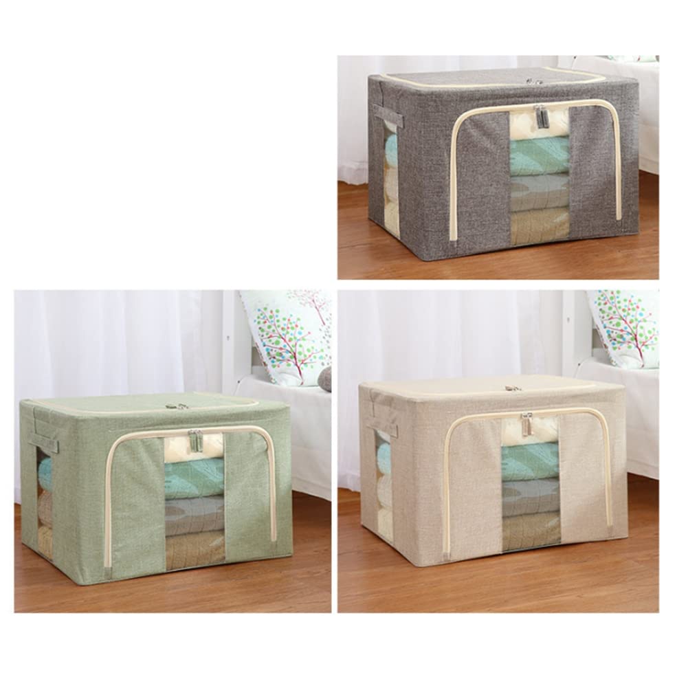 Boîte de Rangement Lavable Boîte de Rangement Pliable avec Couvercle Pliable Vêtements Chaussettes Jouet Articles Divers Organisateur Cosmétiques Beige