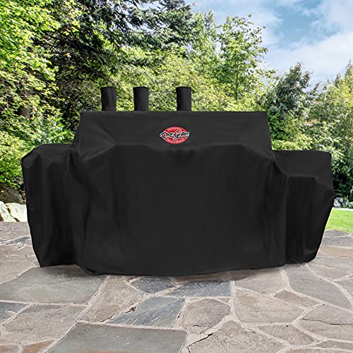 Char-Griller® 3-Burner Dual Fuel Expandable Propane Gas and Charcoal Outdoor Polyester Grill and Smoker Cover in Black, 29in x 65in x 49in, Model 8080 - Thumbnail 5