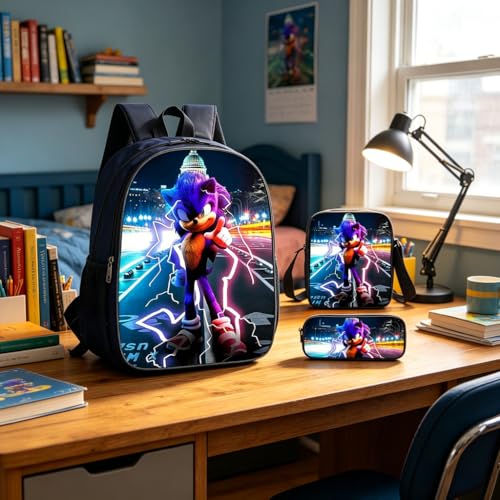 Mochila sônica 3 em 1, conjunto de grande capacidade de 43 cm, Roxa, Medium, Versátil