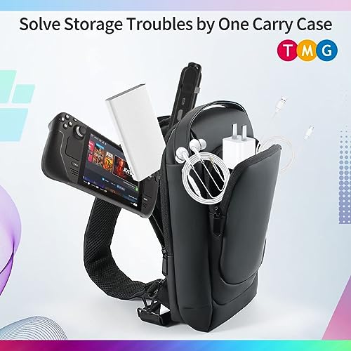 Image of TMG Crossbody Sling Bag for Steam Deck|Nintendo Switch OLED Console|iPad,Waterproof Chest Daypack with USB Charging, Shoulder Backpack for Men|Women (Mettalic Grey)