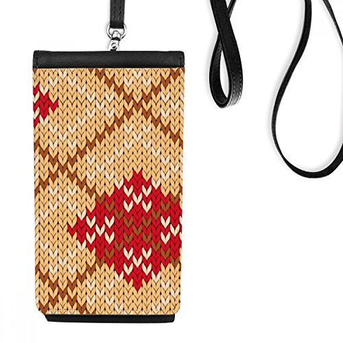 Sac à main suspendu téléphone en cuir faux motif croix nordique noir