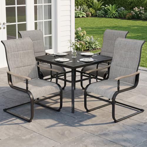 Image of NUU GARDEN 5-Piece Outdoor Dining Set, Grayish Brown C-Spring Chairs