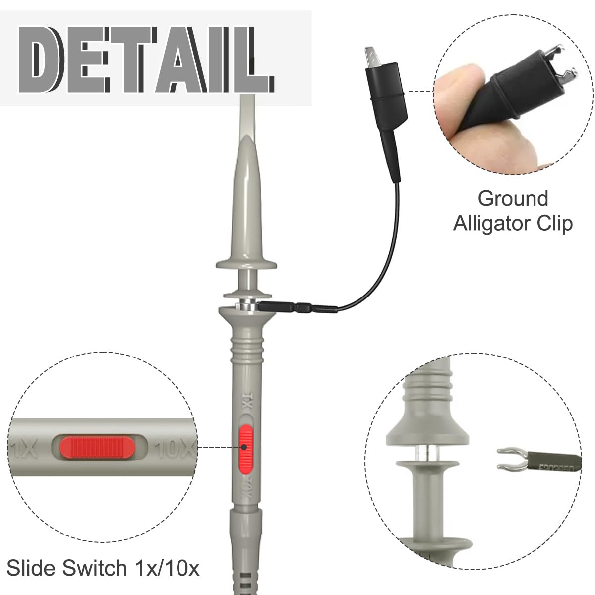 2 Stücke P6100 Oszilloskop Probe Kit 100MHz Scope Clip Testsonde mit BNC zu Mini Hakenleitungen, BNC Stecker zu BNC Stecker Kabel,für die meisten Oszilloskope
