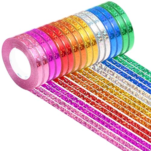 Naler 16 Rolls Curling Ribbon for Gift Wrapping 160M Total Metallic Balloon Ribbon String 8 Laser Colors Holographic Ribbons for Birthday Party Wedding DIY Crafts Decoration