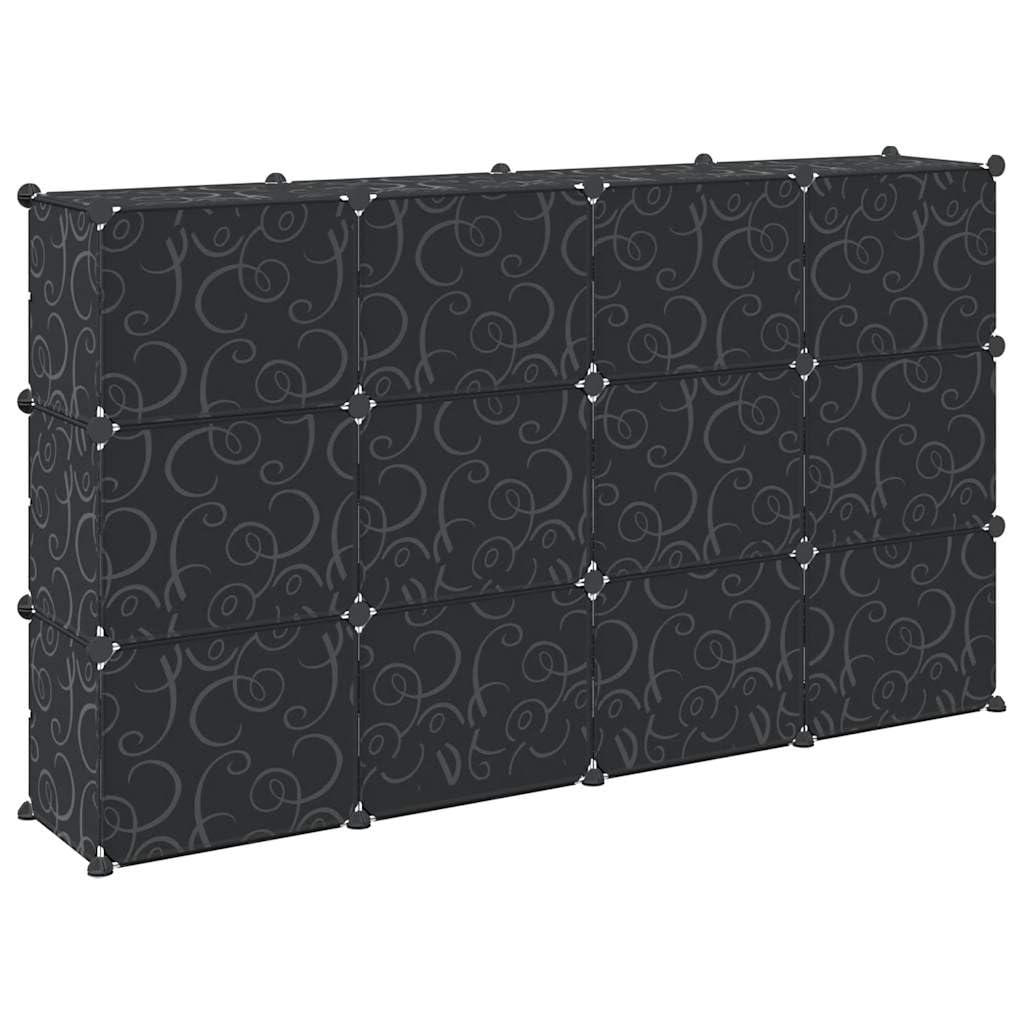 Solivagant Regalsystem mit 12 Würfeln und Türen Schwarz PP, Haushaltsbedarf,Aufbewahrung Ordnungssysteme,Kleideraufbewahrung,Schuhregale -schränke, 11.45 kg-4019578