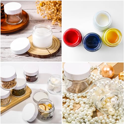 Image of Layhit 60 Pcs 2 oz Glass Jars with Lids Airtight Jars Bulk,Clear | Empty, Airtight, Leakproof, Reusable, Small Jar with Blank Labels & Liners Lids, Travel Jars for Cream, Lotions, Candle