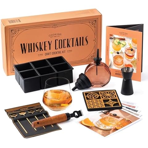 Whiskey Set Cocktail Kit with Ice Stamp - Cool Bourbon Gifts for Men -Whiskey Gifts for Men - Home Bar Accessories for Mixology - Old Fashioned Kit - Cocktail Accessories for Bartending Cover