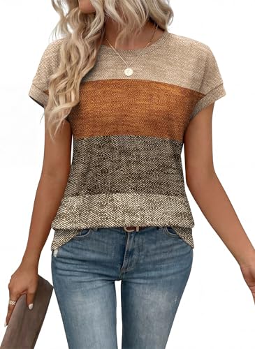Image of Alaroo Womens Summer Tops Short Sleeve Shirts Crew Neck Tshirt Cute Trendy Tunic Blouses (S-3XL)