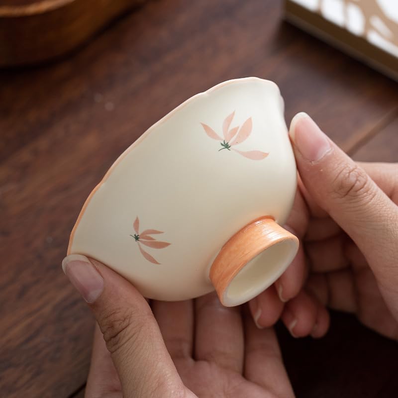 GSOUL Kungfu Tea cup Butterfly Orchid Ceramic Teacup Home Drinking Tea Cup Single Master Simple Small Brewing Cups Small Tea Cups