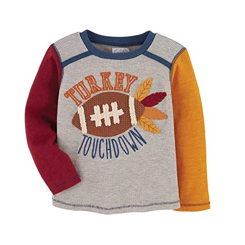 Mud Pie Baby Boys' Turkey Touchdown TEE, Gray, 24 Months-3T