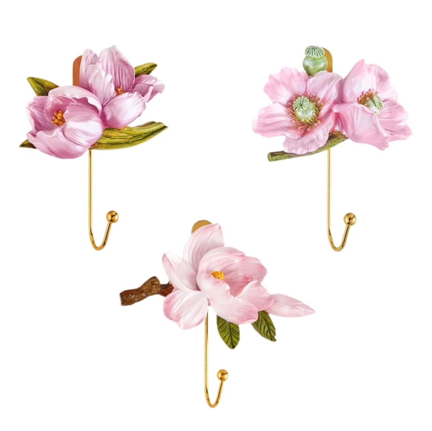 AZHKJKZH Coats Hooks Wall Mounted Resin Flower Wall Hooks Mounted for Hanging Coat Hat Key Towel Handbag Clothes Towel(C)
