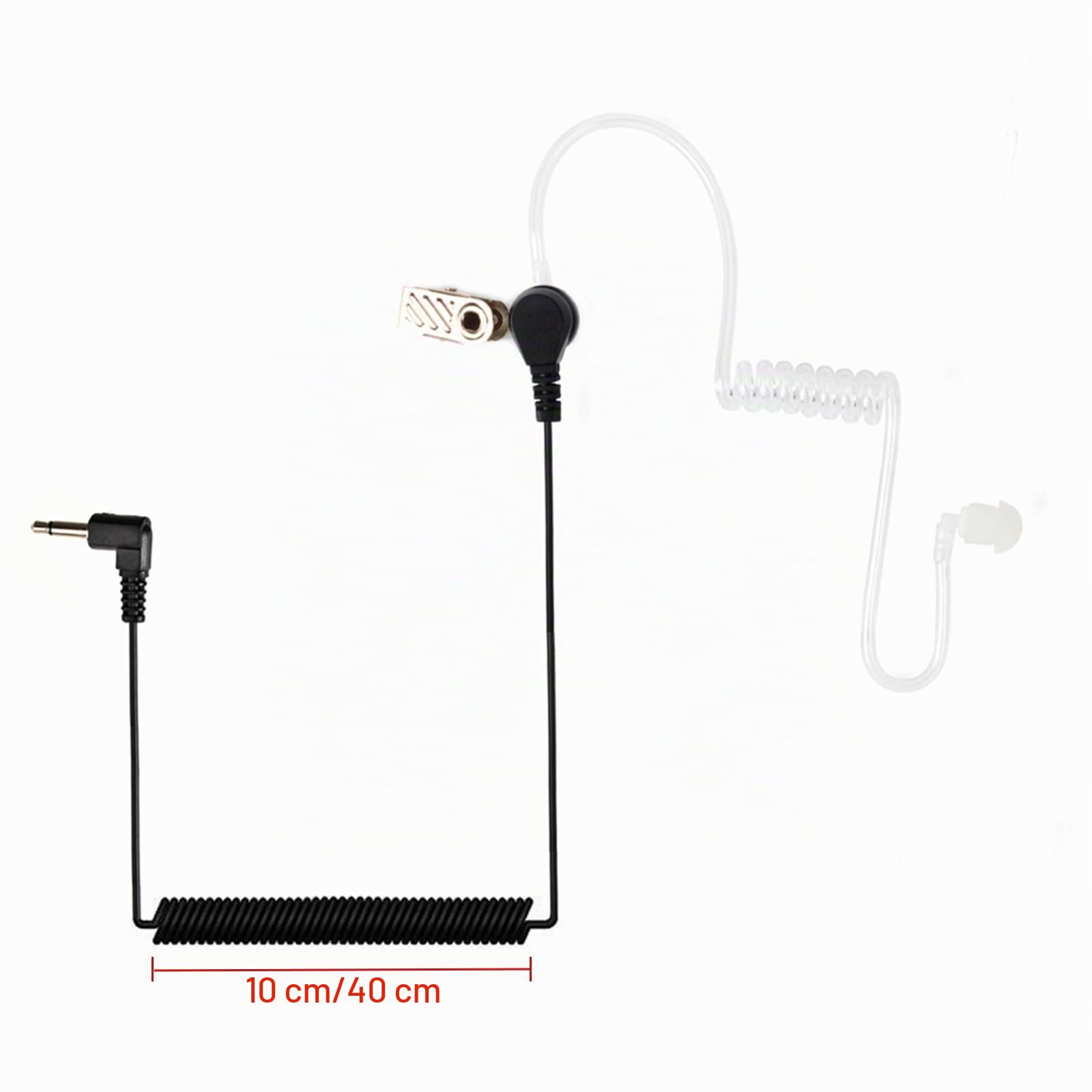 UAYESOK Schallschlauch Ohrhörer 3,5mm Hören Only, 1 Pin In-Ear Funk Kopfhörer Headset Security Hörschlauch mit Ohrstöpsel Transparent inkl. Halteclip für Motorola Kenwood Yaesu Funkgerät (5 Stück)