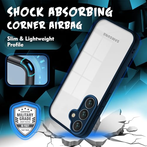 Image of V-TAN Back Cover for Samsung Galaxy S25 5G Compatible Case, Transparent Clear, TPU, Camera Protective Shockproof Cover (Blue)