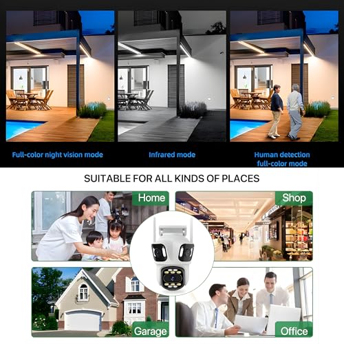 Image of TechEase 12MP Triple Lens WiFi CCTV Camera | 4+4+4MP Triple View | Color Night Vision | AI Human Detection | 2-Way Audio | SD 256GB | Cloud | IP68 | TE-Tr1