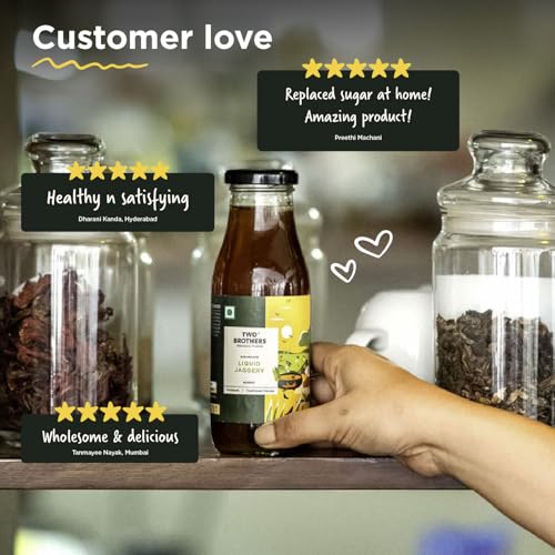 Image of Two Brothers Organic Farms Natural Liquid Jaggery (Kaakvi) (390ml) | Full of Minerals and Antioxidants | Plant-Based Natural Sweetener for Desserts, Drinks & Gut Health