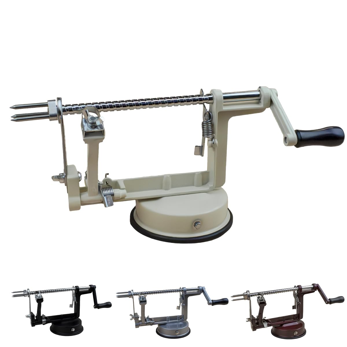 Linxor - Sbucciatore di mele e pere, 3 in 1, sbuccia, affetta, torsola, con ventosa - Vari colori
