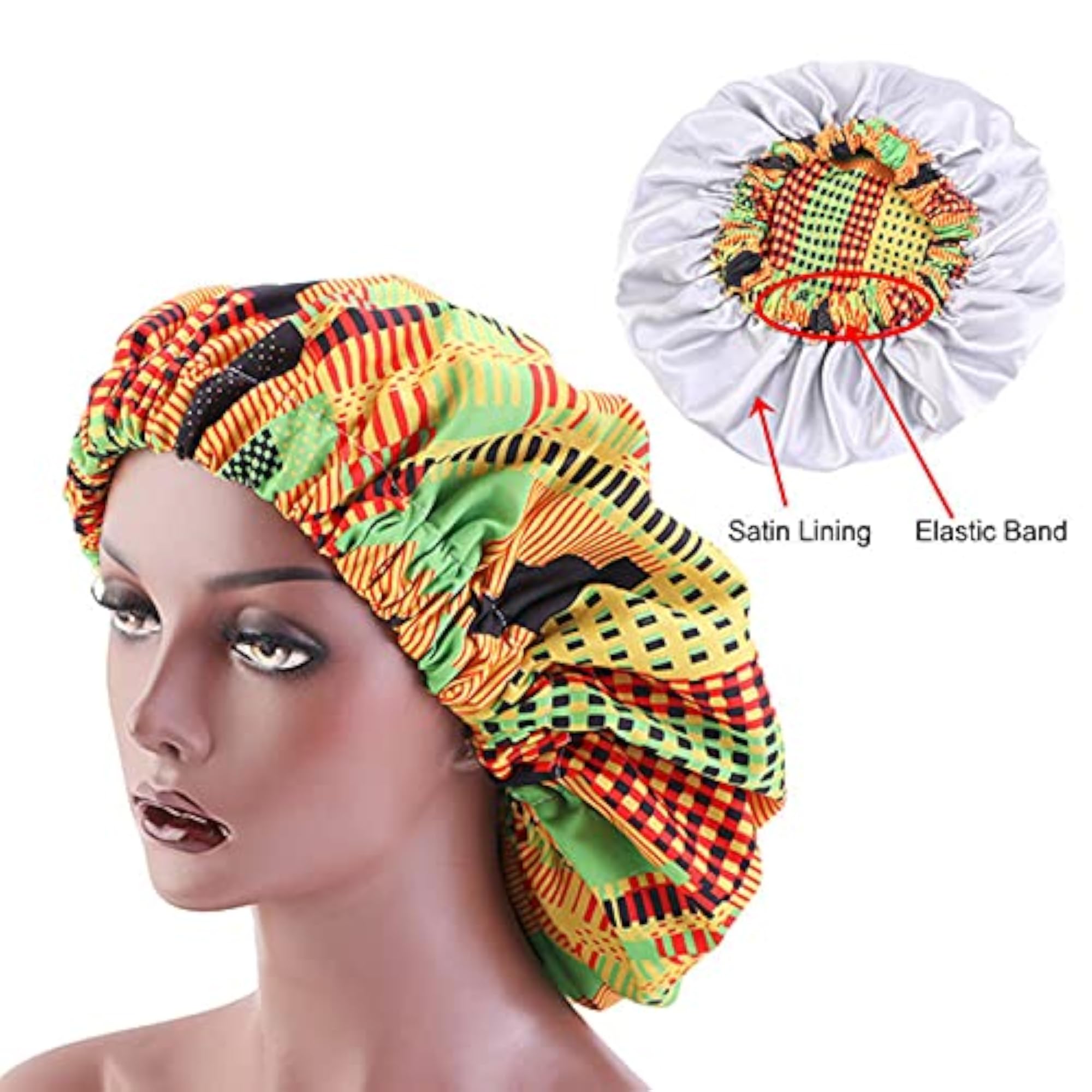 African Pattern Print Fabric Bonnets for Women, Hair Wrap